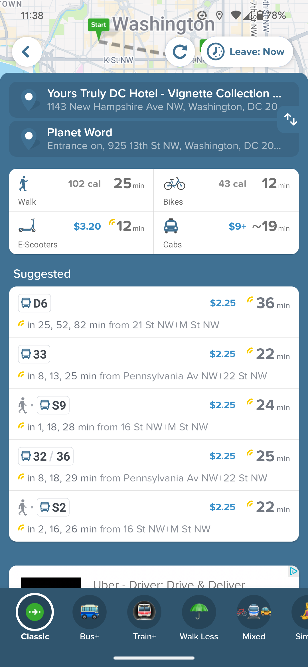 screenshot of City Mapper app for DC