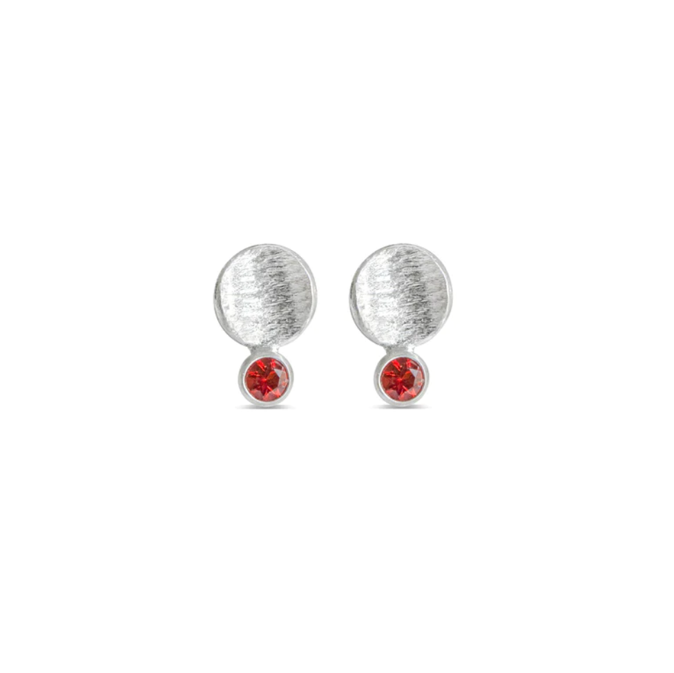 Cindy Liebel stud earrings in silver and red orange citrine