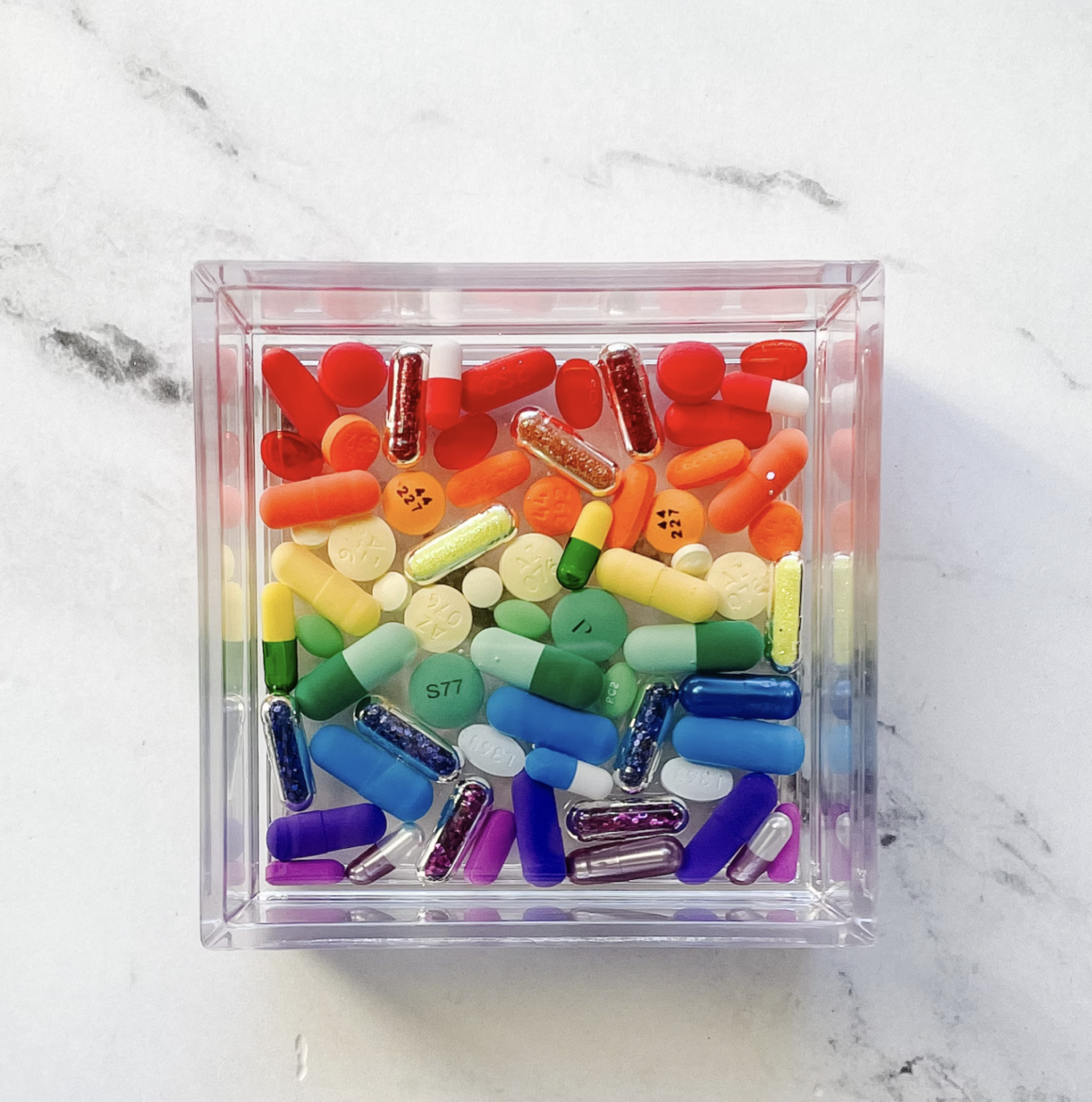 Rainbow Pill Acrylic and Resin Catch-all Tray by TheAlchemyArtCo