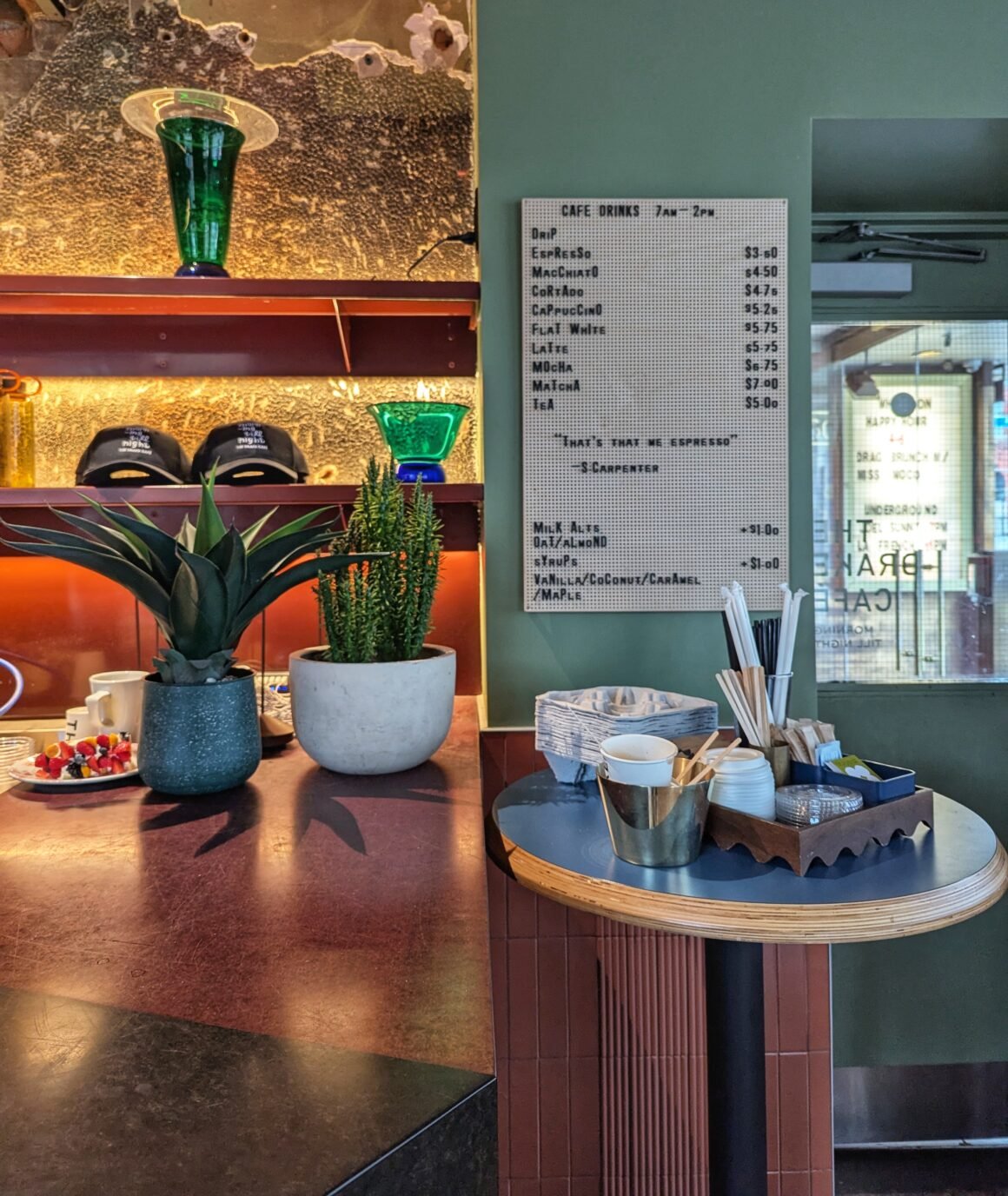 The Drake Cafe coffee menu