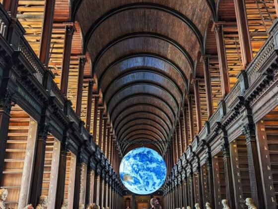 Gaia inside the Long Room of the Old Library at Trinity College in Dublin, Ireland