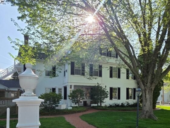 outside one of Kennebunkport Captains Collection homes