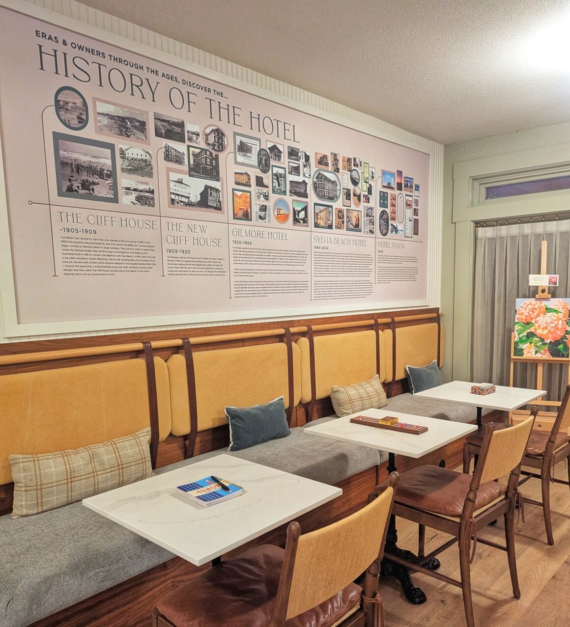 history of Hotel Sylvia in the dining room