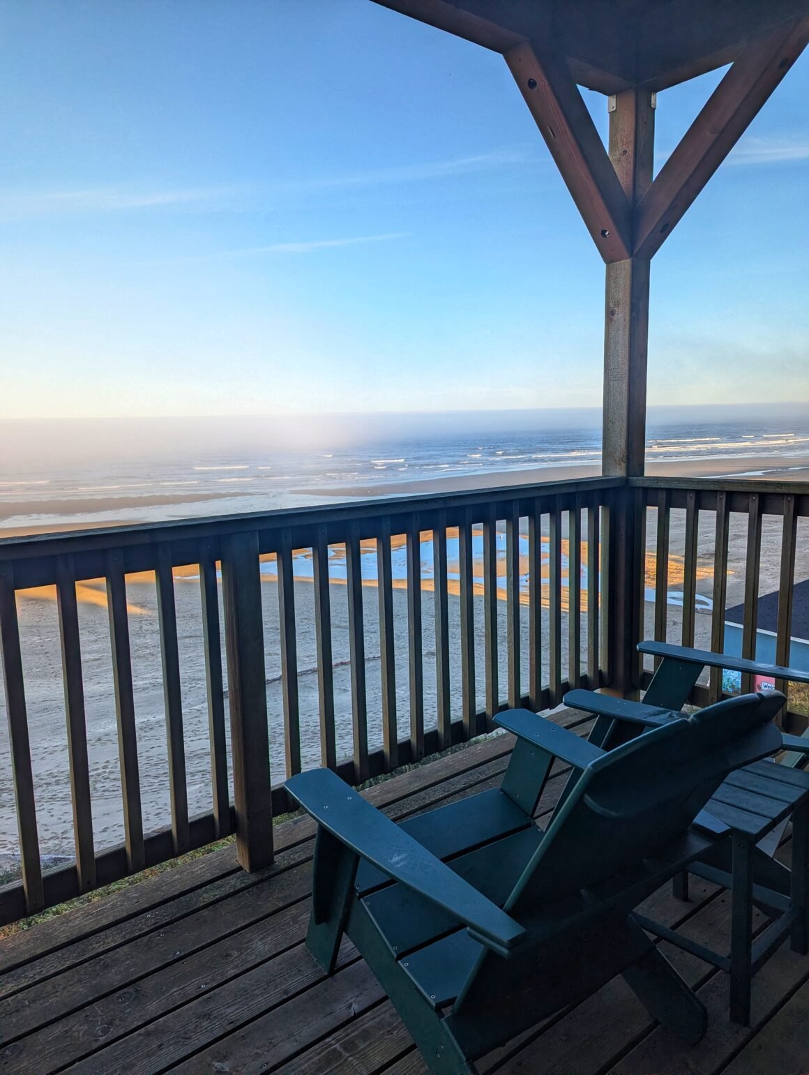 view of Nye Beach from the room at Hotel Sylvia